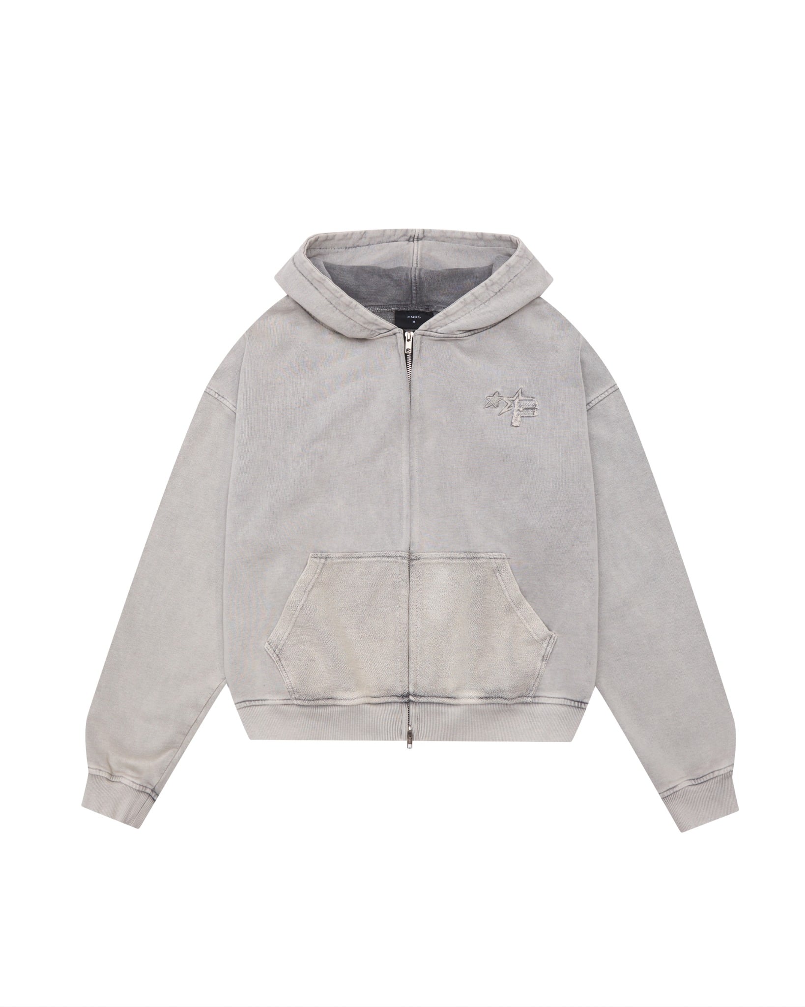 HDW4 - "FNOS" WASHED FLAG PRINTED HOODIE - GREY