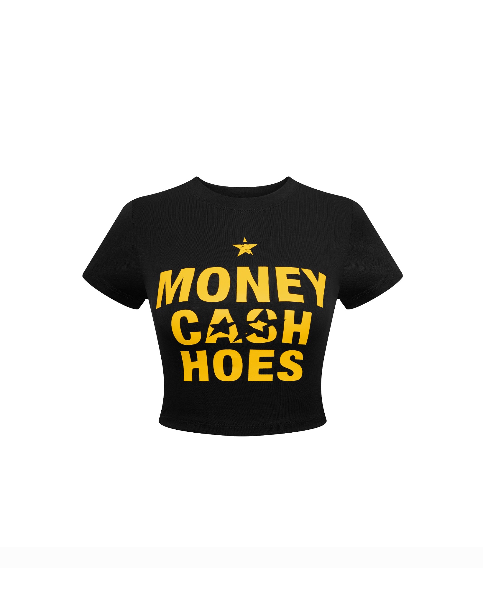 TBT3 - PRINT "MONEY CASH HOES" CROPTOP - BLACK