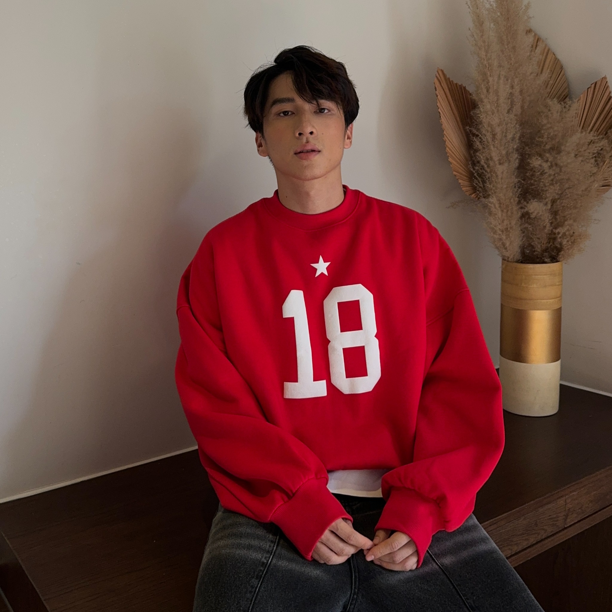 SW9 - BALANCE NUMBER SWEATER - FIRE RED