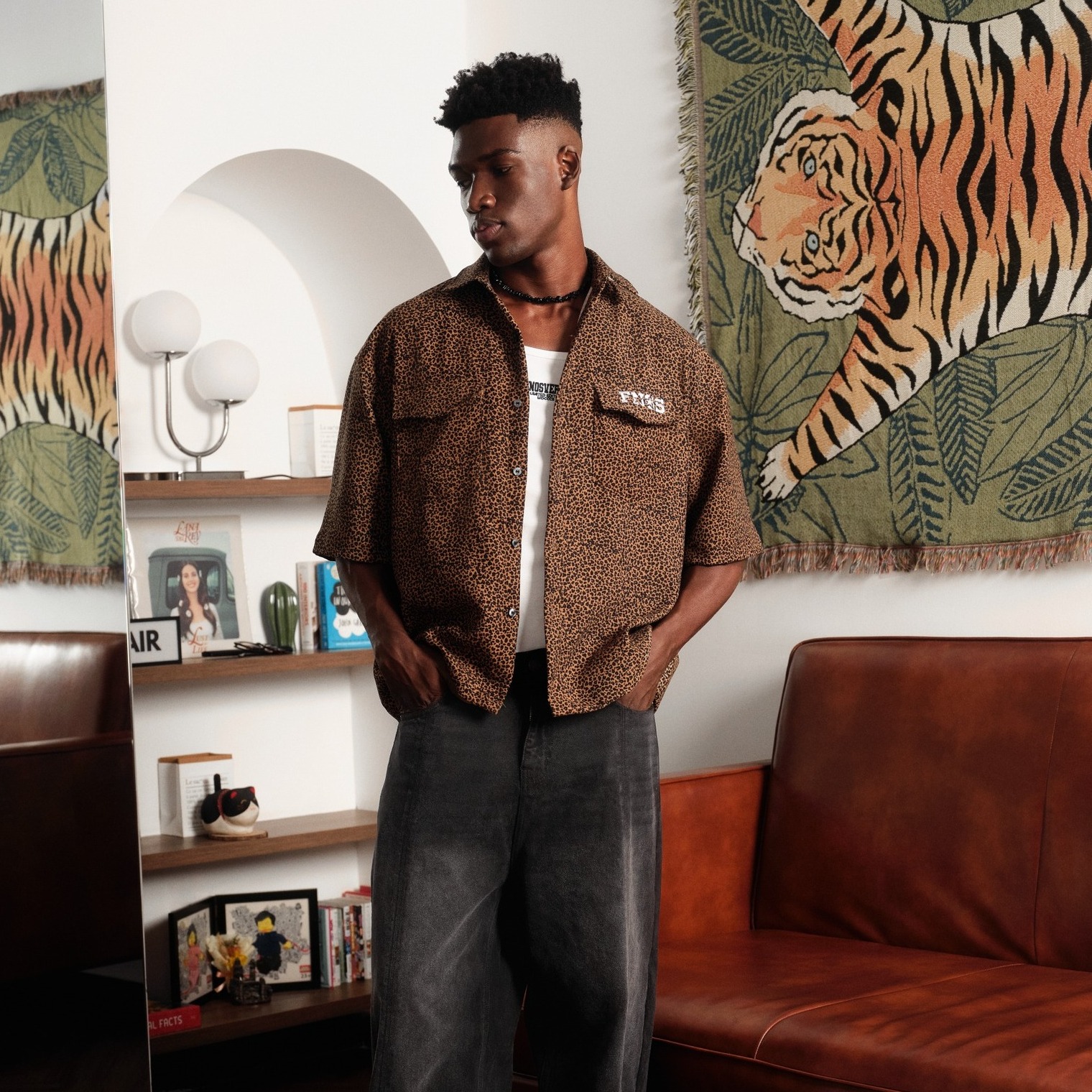 SH3 - LEOPARD SHORT-SLEEVED SHIRT