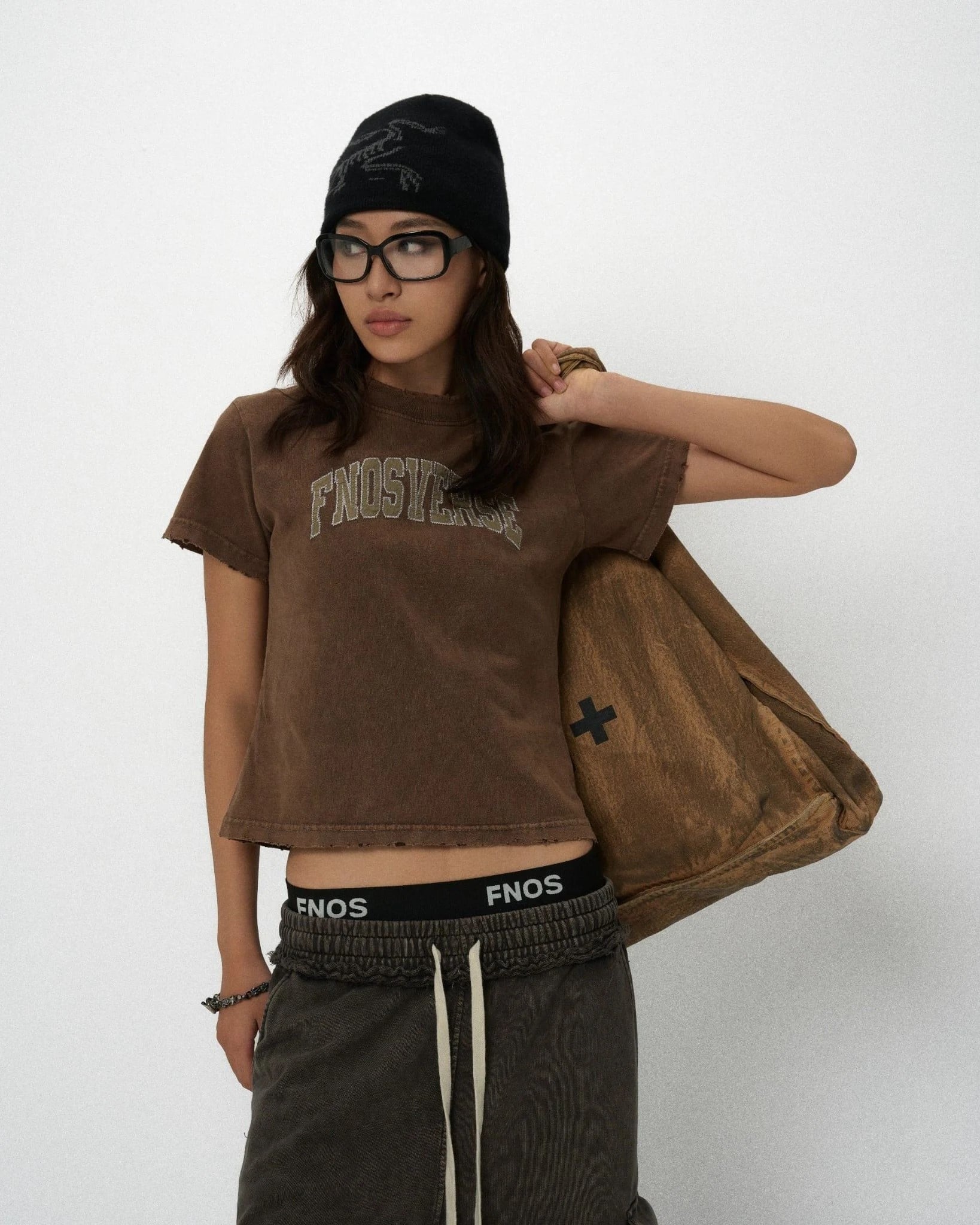 TWB4 - 'FNOSVERSE' VINTAGE BABY TEE - EARTHY BROWN