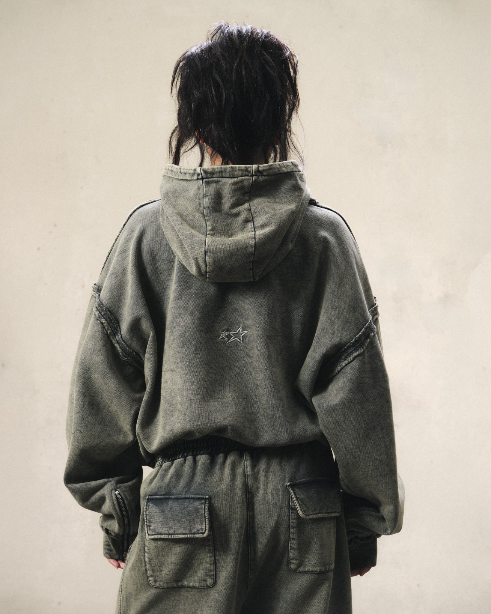 HDW2 - FNOS RÉVOLTE WASHED HOODIE - OLIVE WASH