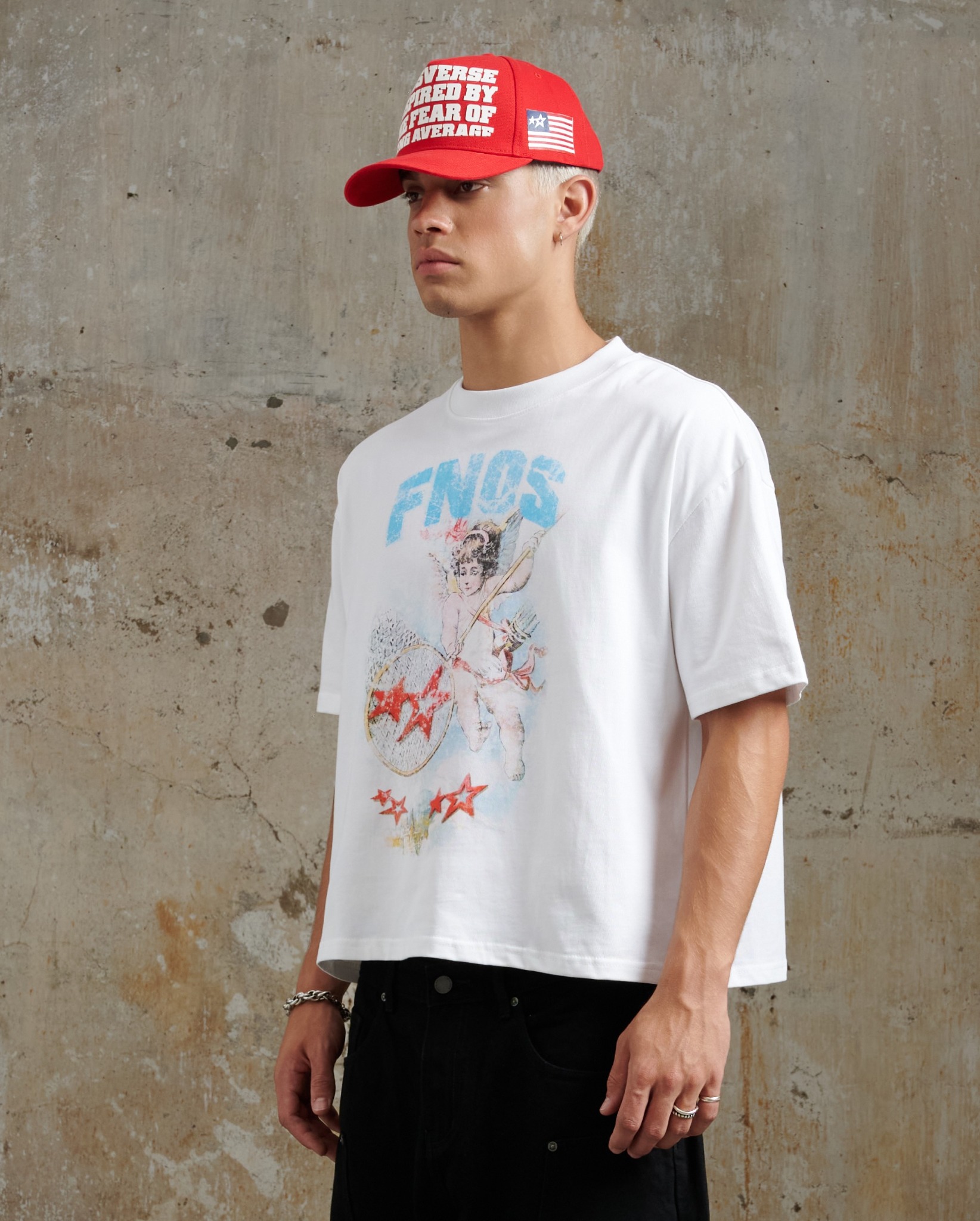 TSG52 - " FNOS " ANGEL PRINTED T-SHIRT - WHITE