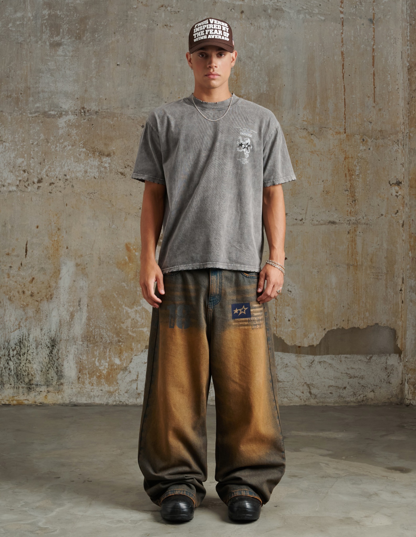 ERG21 - "FNOS" WASHED JEANS - RUSTED BROWN