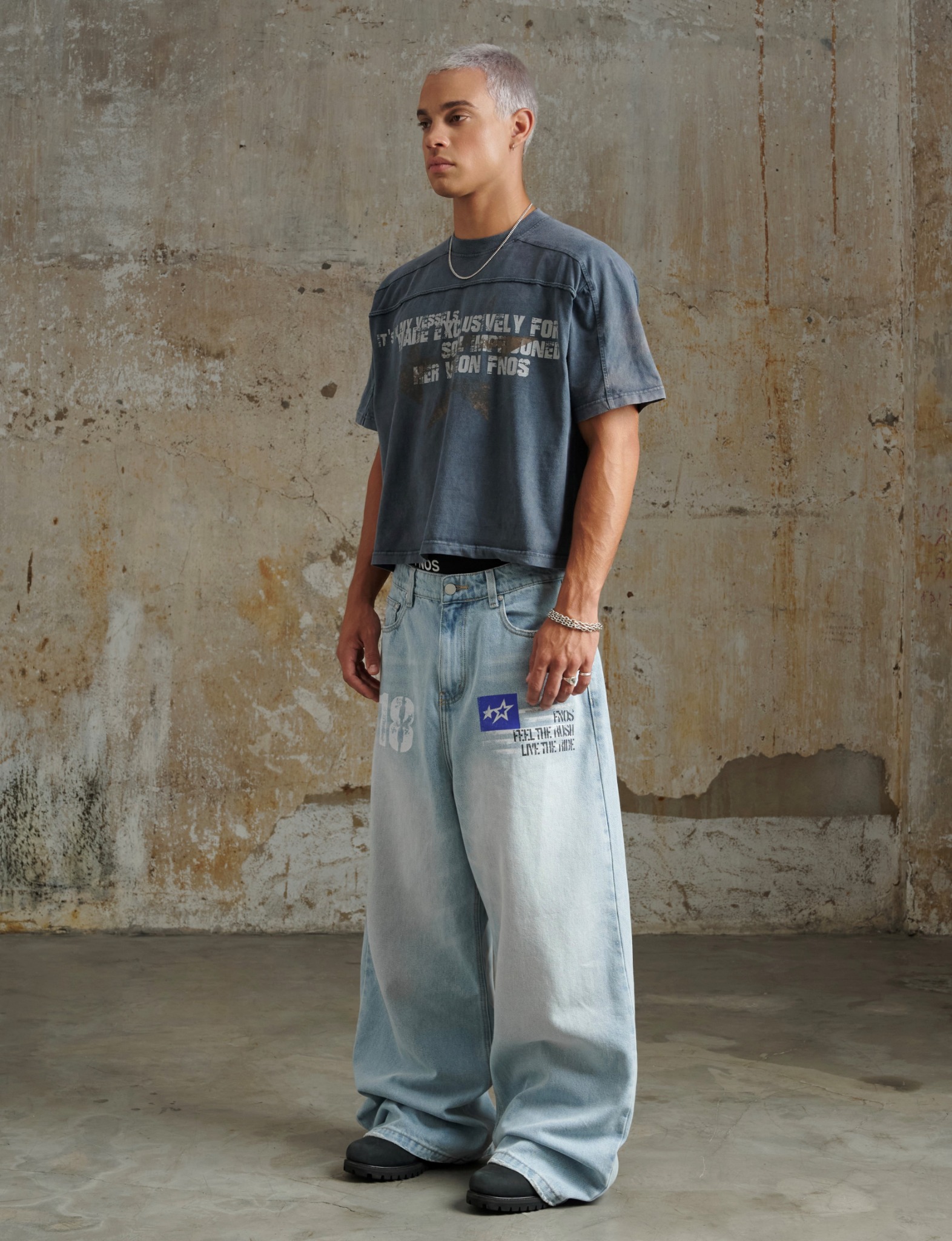 ERG22 - "FNOS" WASHED JEANS - LIGHT BLUE
