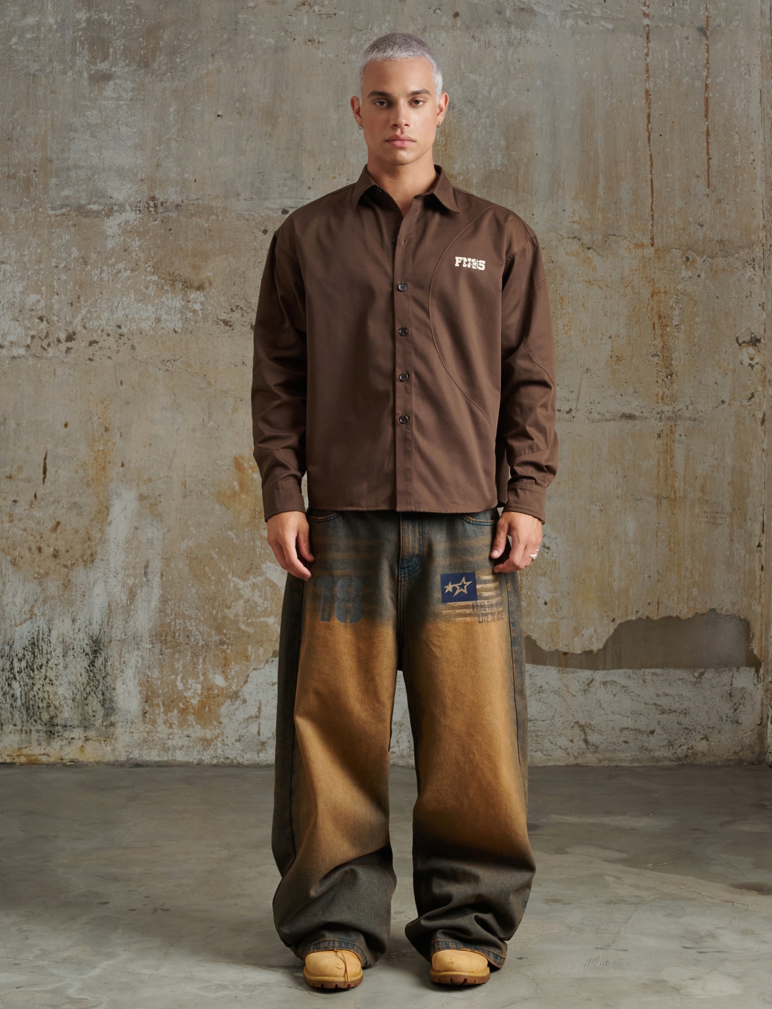 SH8 - "FNOS" LONG SLEEVE SHIRT - BROWN