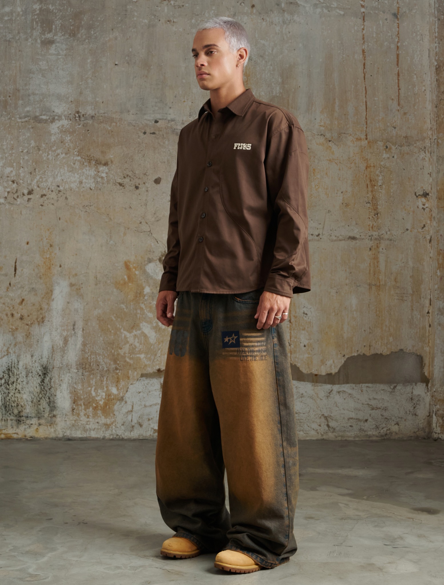 SH8 - "FNOS" LONG SLEEVE SHIRT - BROWN