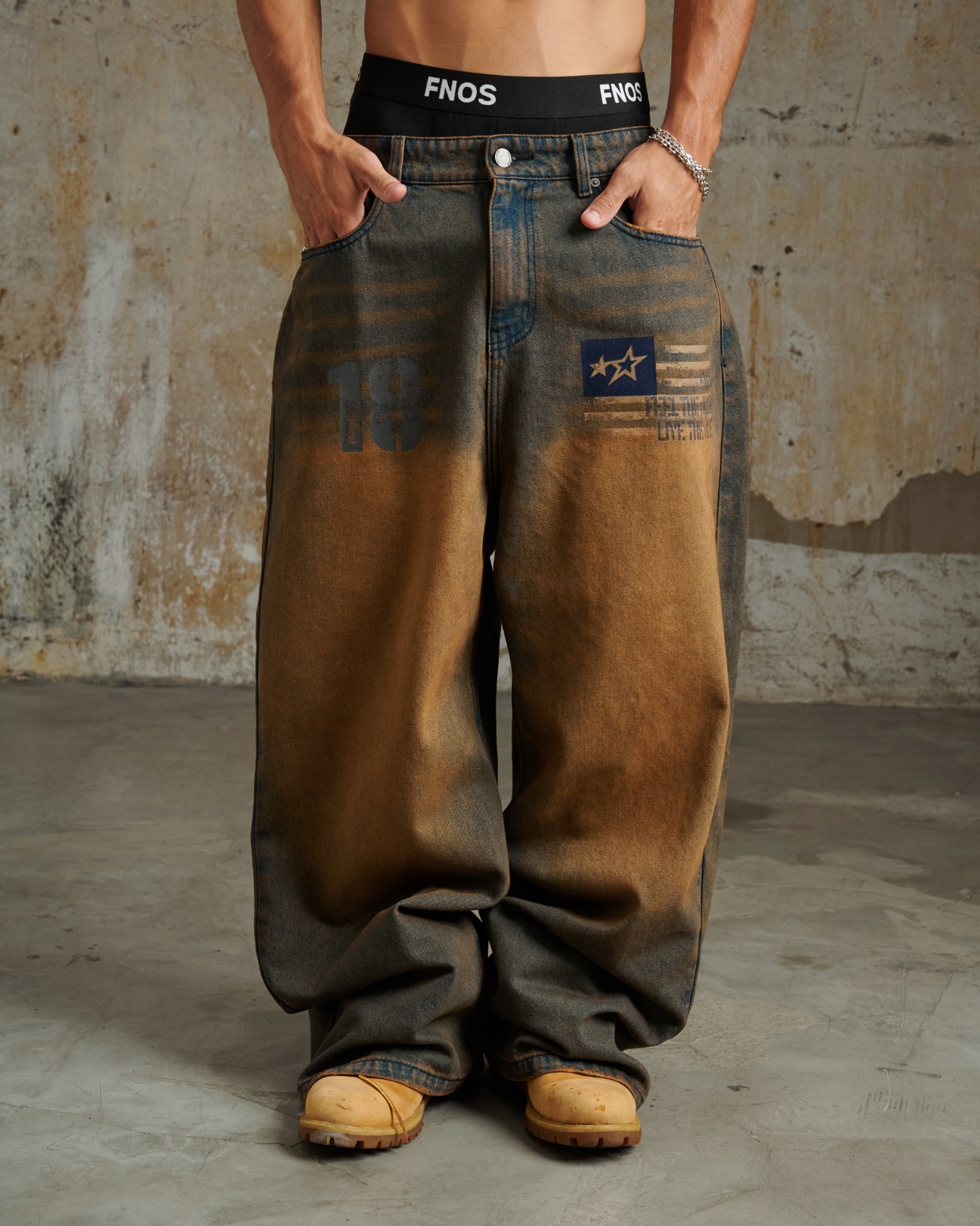ERG21 - "FNOS" WASHED JEANS - RUSTED BROWN