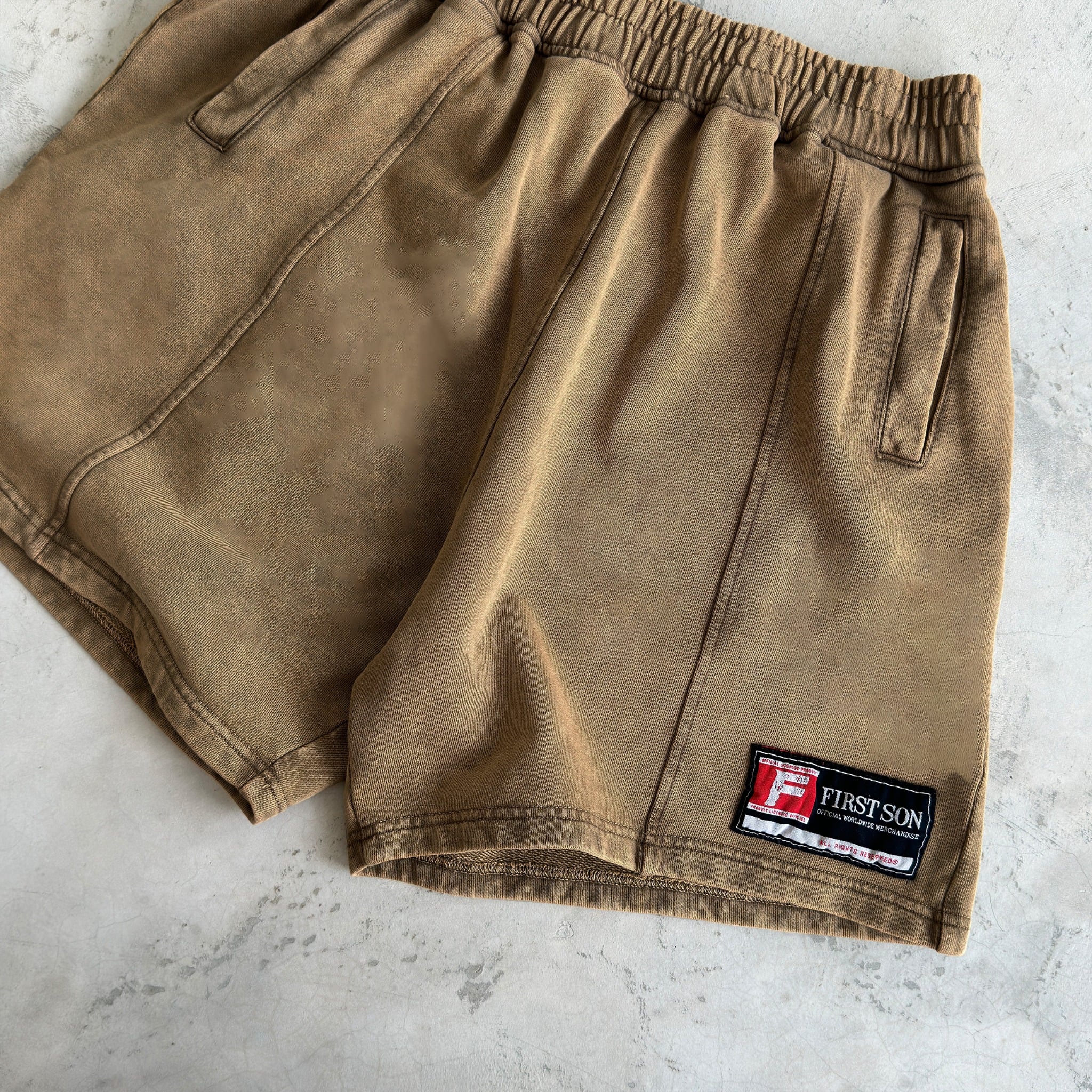 SNW3 -  'ACTIVE' WASHED SHORTS - SAND