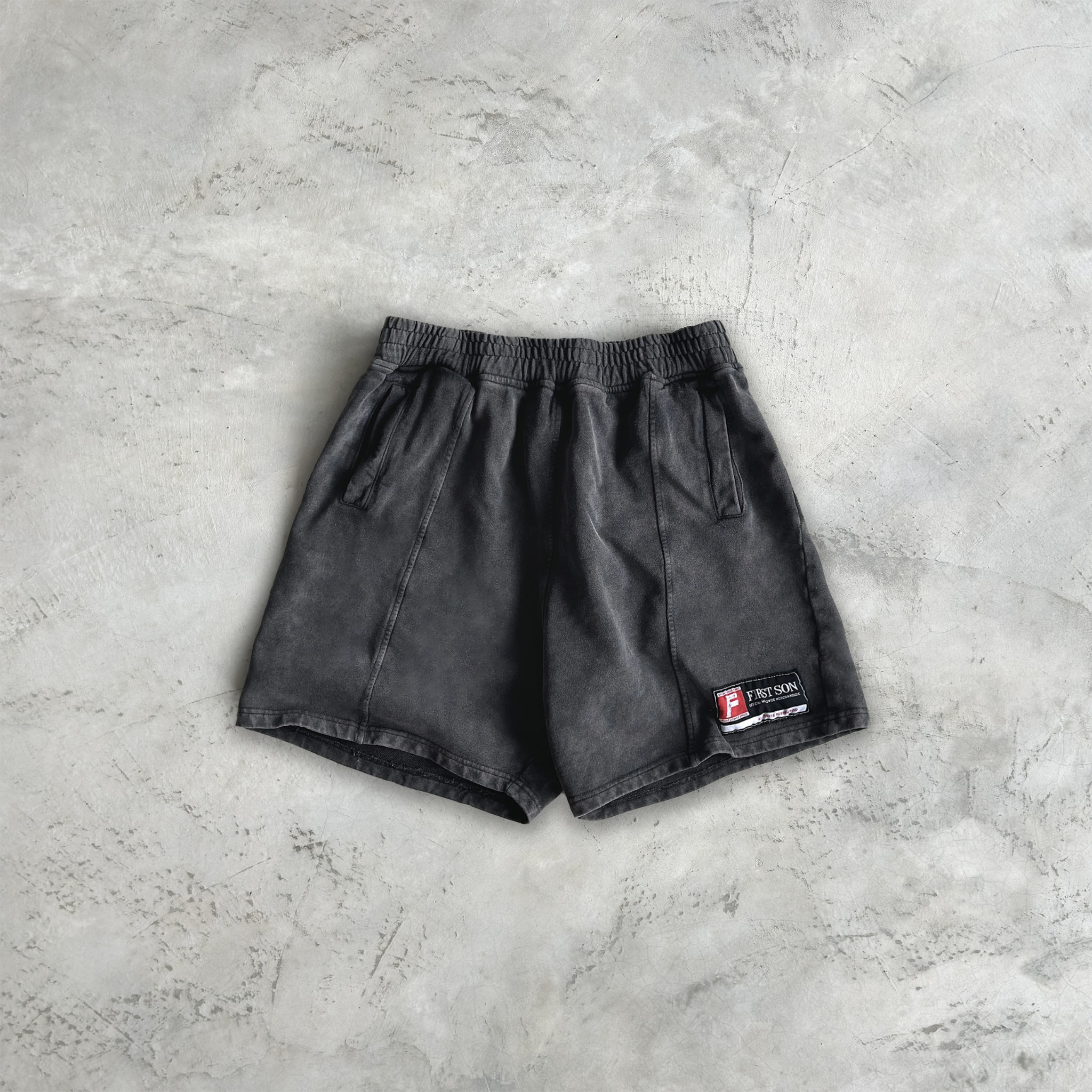 SNW1 - 'ACTIVE' WASHED SHORTS - DARK BLACK