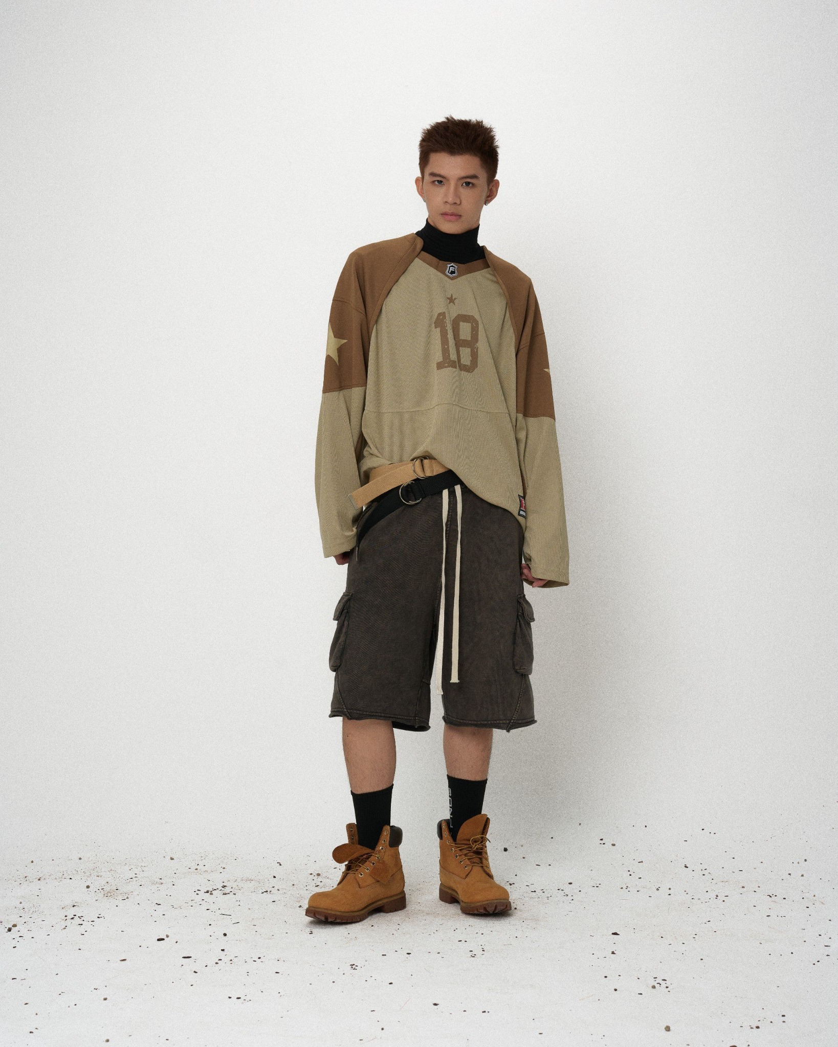 SNC6 - 'INTROVERSE' WASHED CARGO SHORTS - MOCHA
