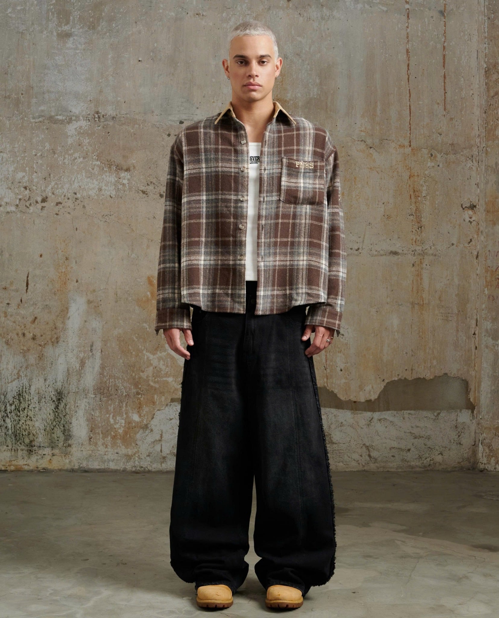 SH6 - "FNOS" FLANNEL CHECKED SHIRT - BROWN