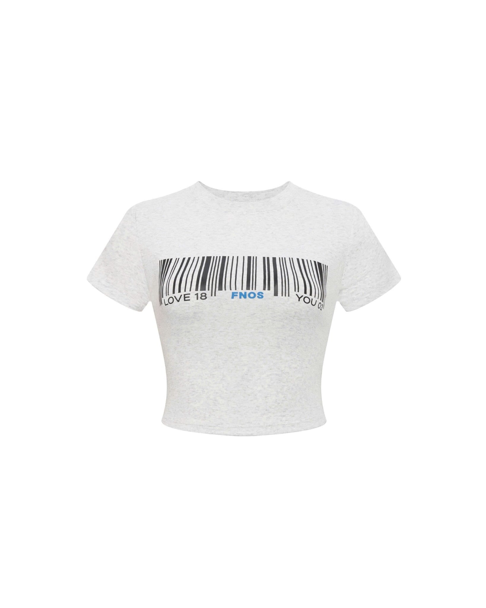 TBT6 - "FNOS" BARCODE CROPTOP - LIGHT GREY
