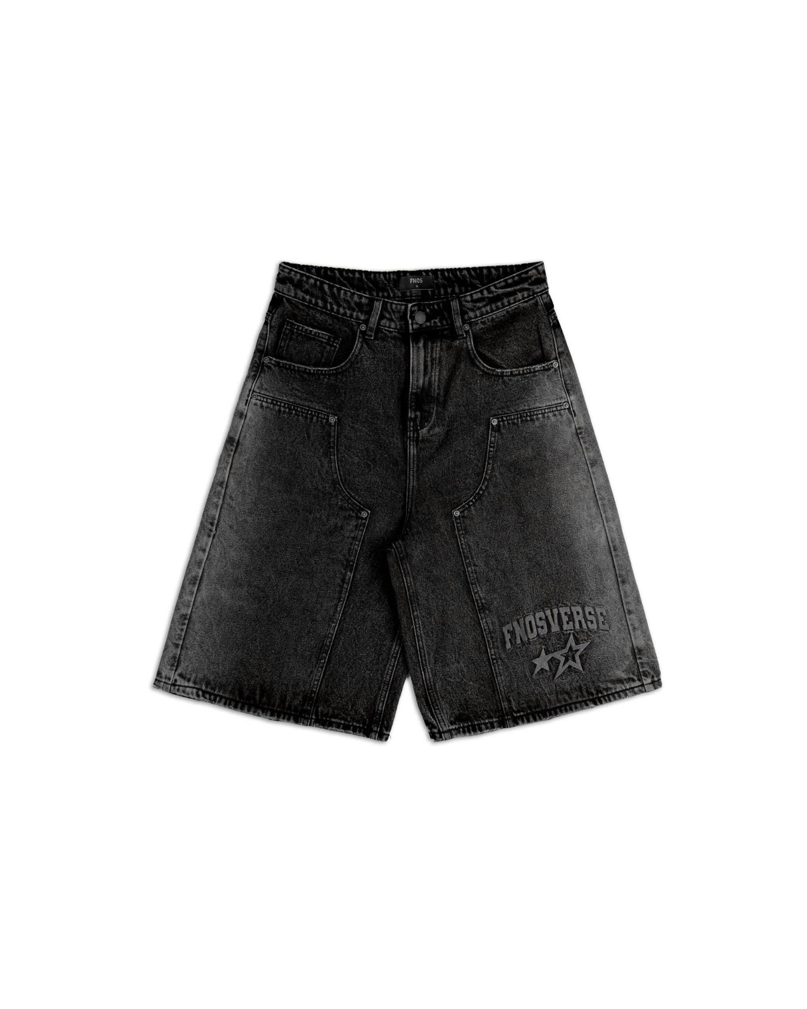 BSJ4 - "FNOSVERSE" BAGGY JORTS WASH - BLACK