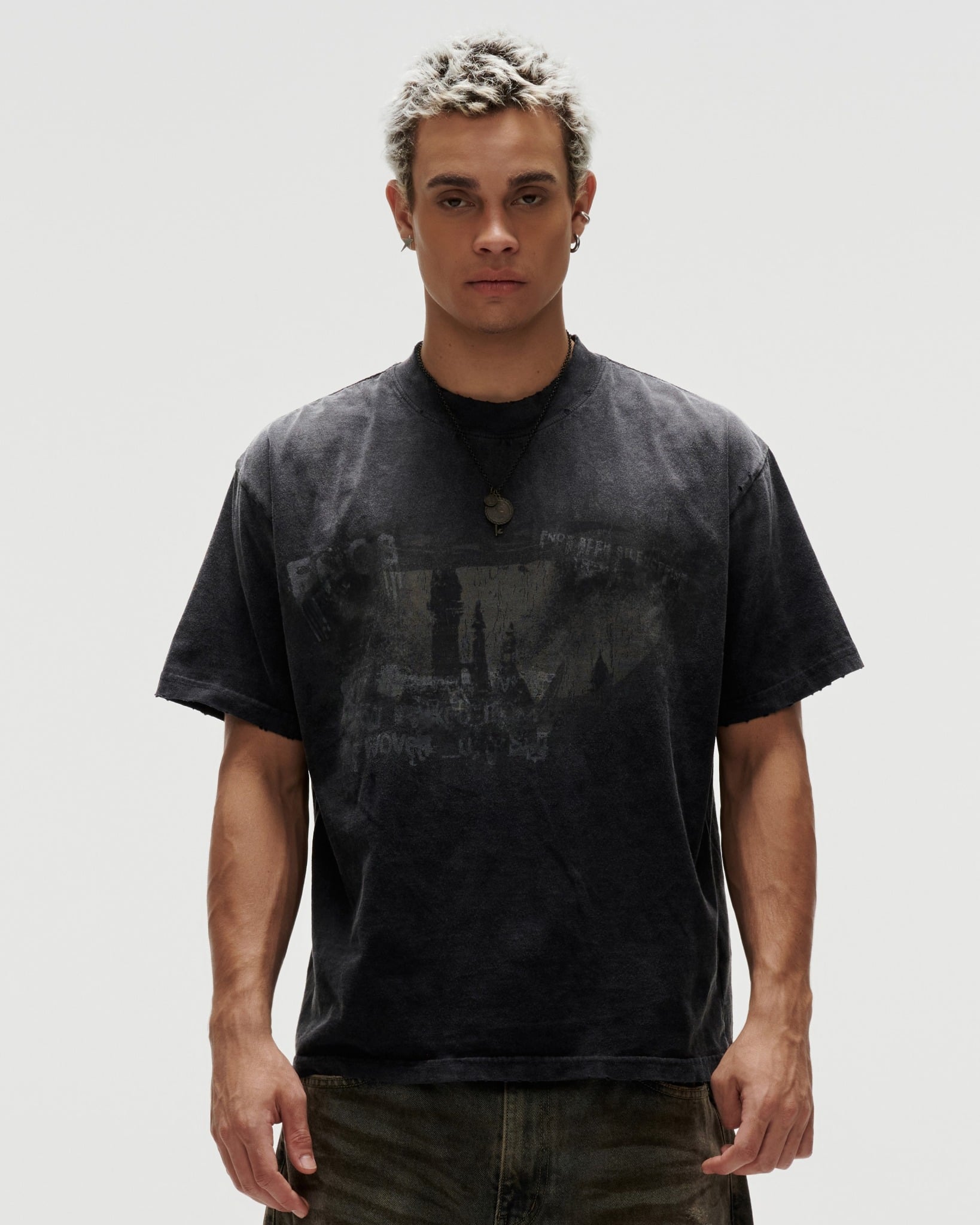 TWG40 - "FNOS" WASHED PRINTED TEE - BLACK