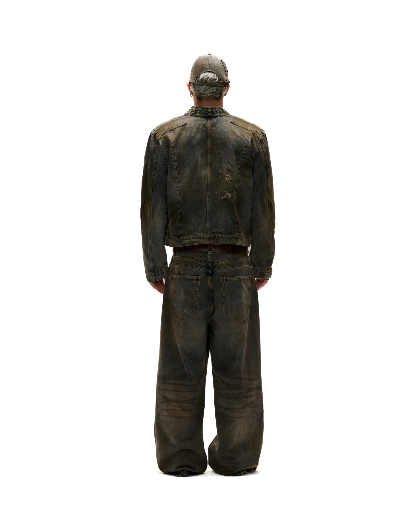 ERG23 - "FNOS" DIRTY EFFECT WASHED JEANS - DARK BLUE