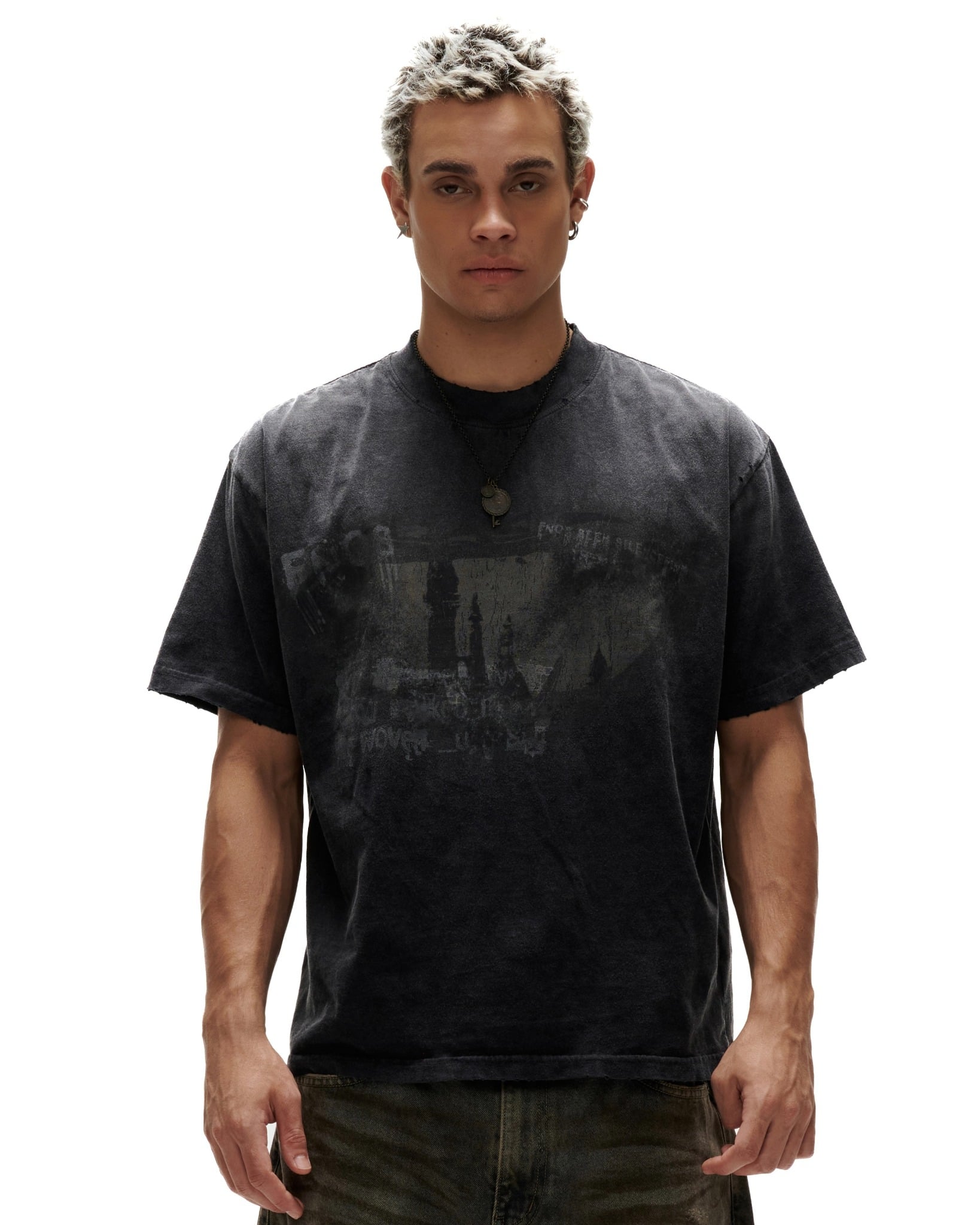 TWG40 - "FNOS" WASHED PRINTED TEE - BLACK