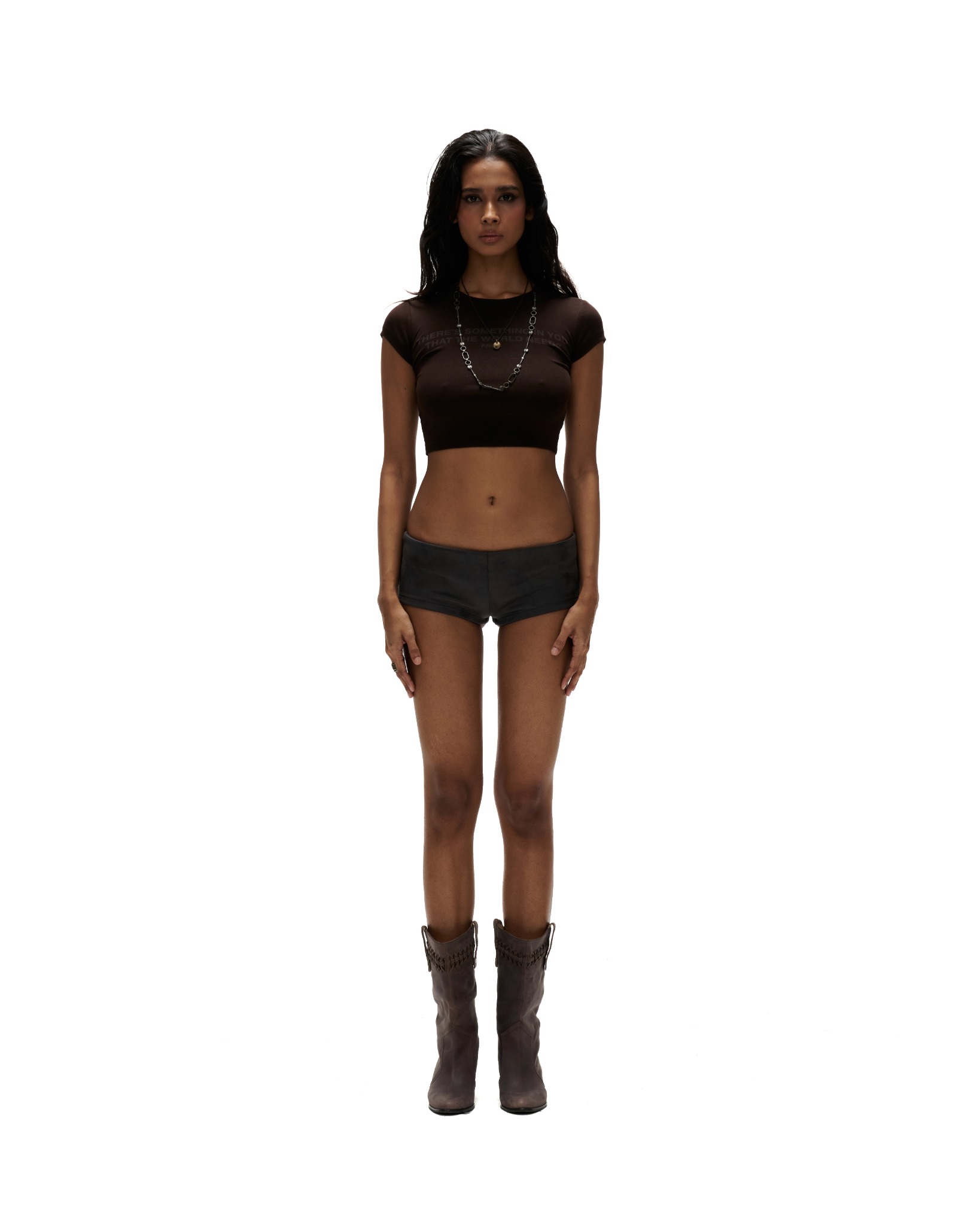 TBT8 - "FNOS" PRINTED CROPTOP - BROWN