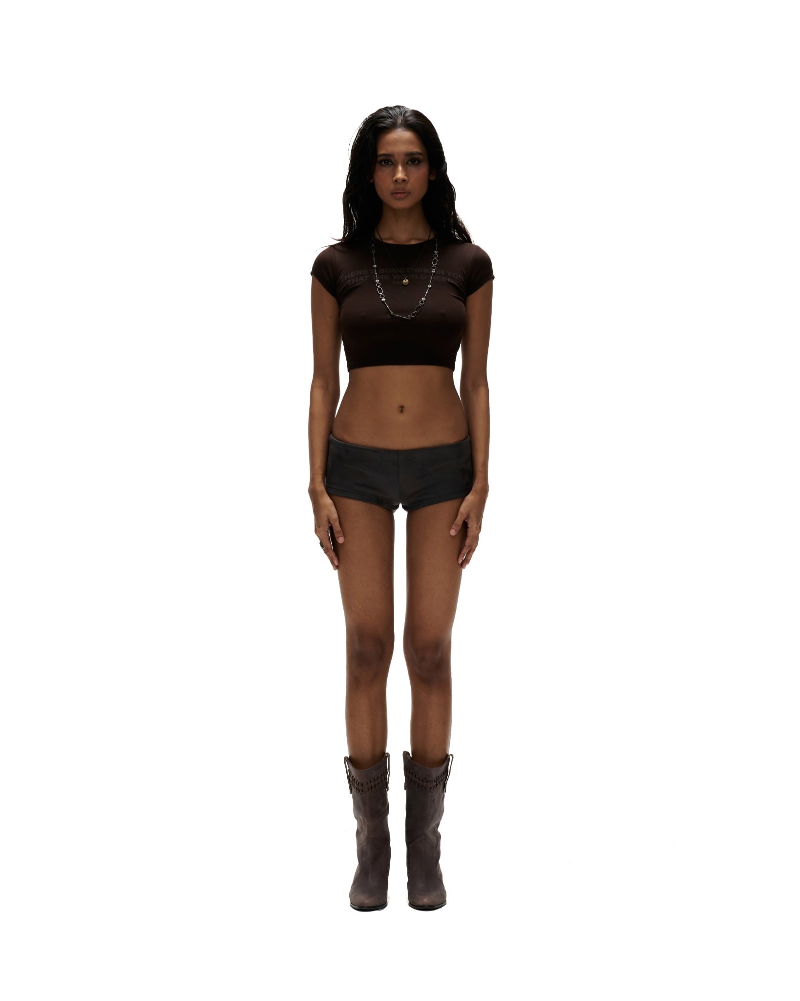 TBT8 - "FNOS" PRINTED CROPTOP - BROWN