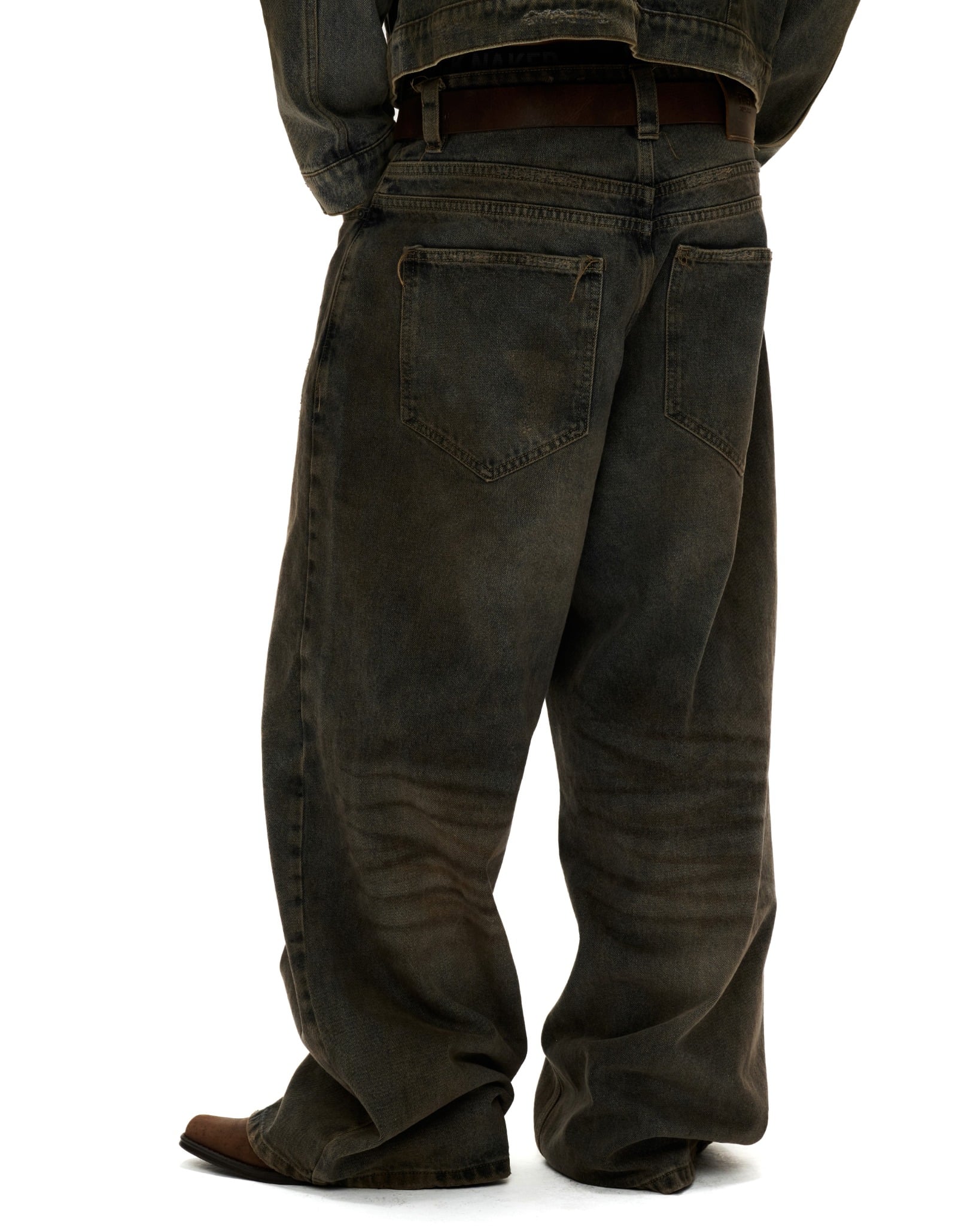 ERG23 - "FNOS" DIRTY EFFECT WASHED JEANS - DARK BLUE